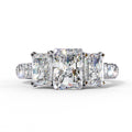 Radiant Multi-Stone Diamond Ring with Brilliant Side Accents