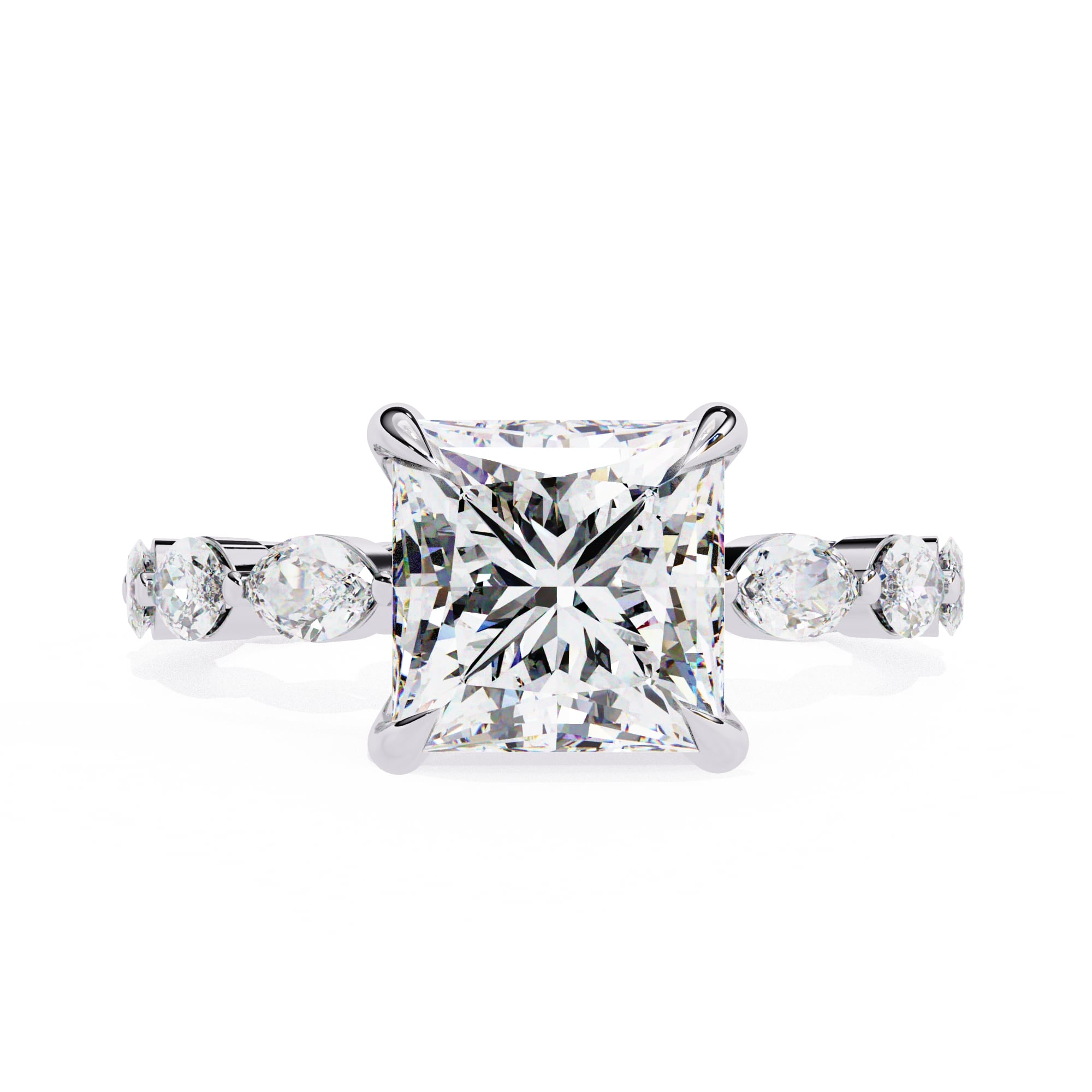 Sparkling Central Stone Diamond Ring with Side Accents