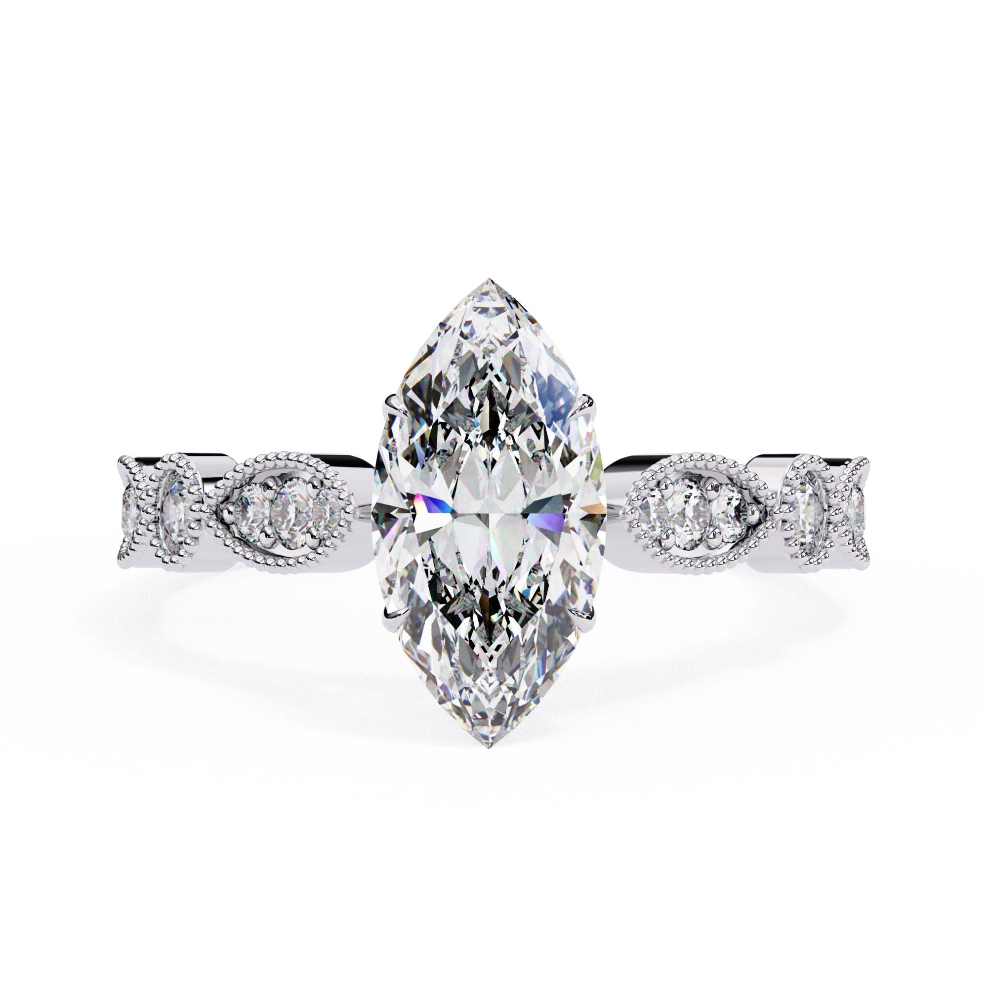 Elegant Central Stone Diamond Ring with Side Accents