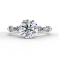 Radiant Central Stone Diamond Ring with Shimmering Side Accents