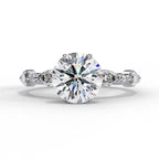 Radiant Central Stone Diamond Ring with Shimmering Side Accents