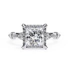 Radiant Central Stone Diamond Ring with Shimmering Side Accents