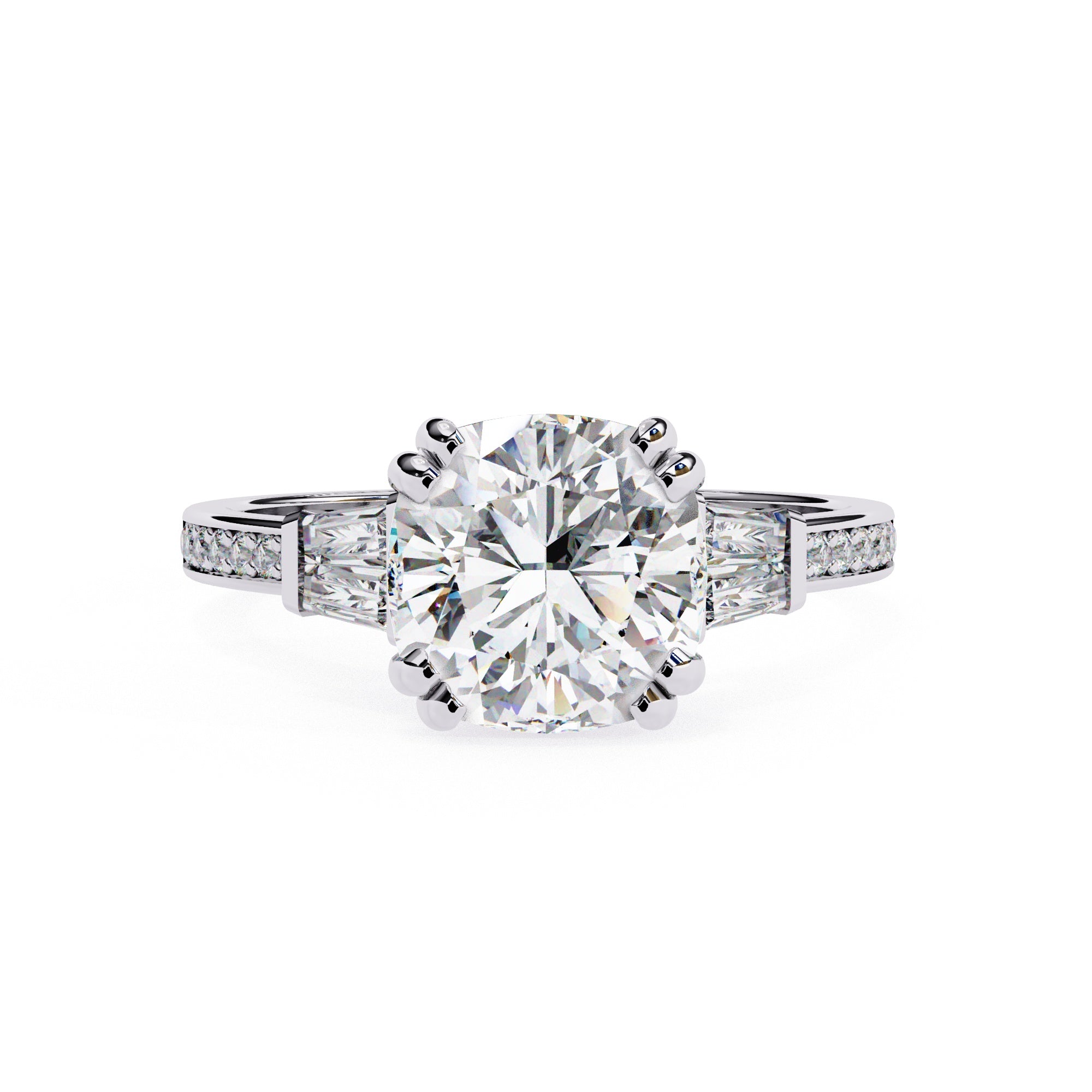 Elegant Central Stone Diamond Ring with Side Accents