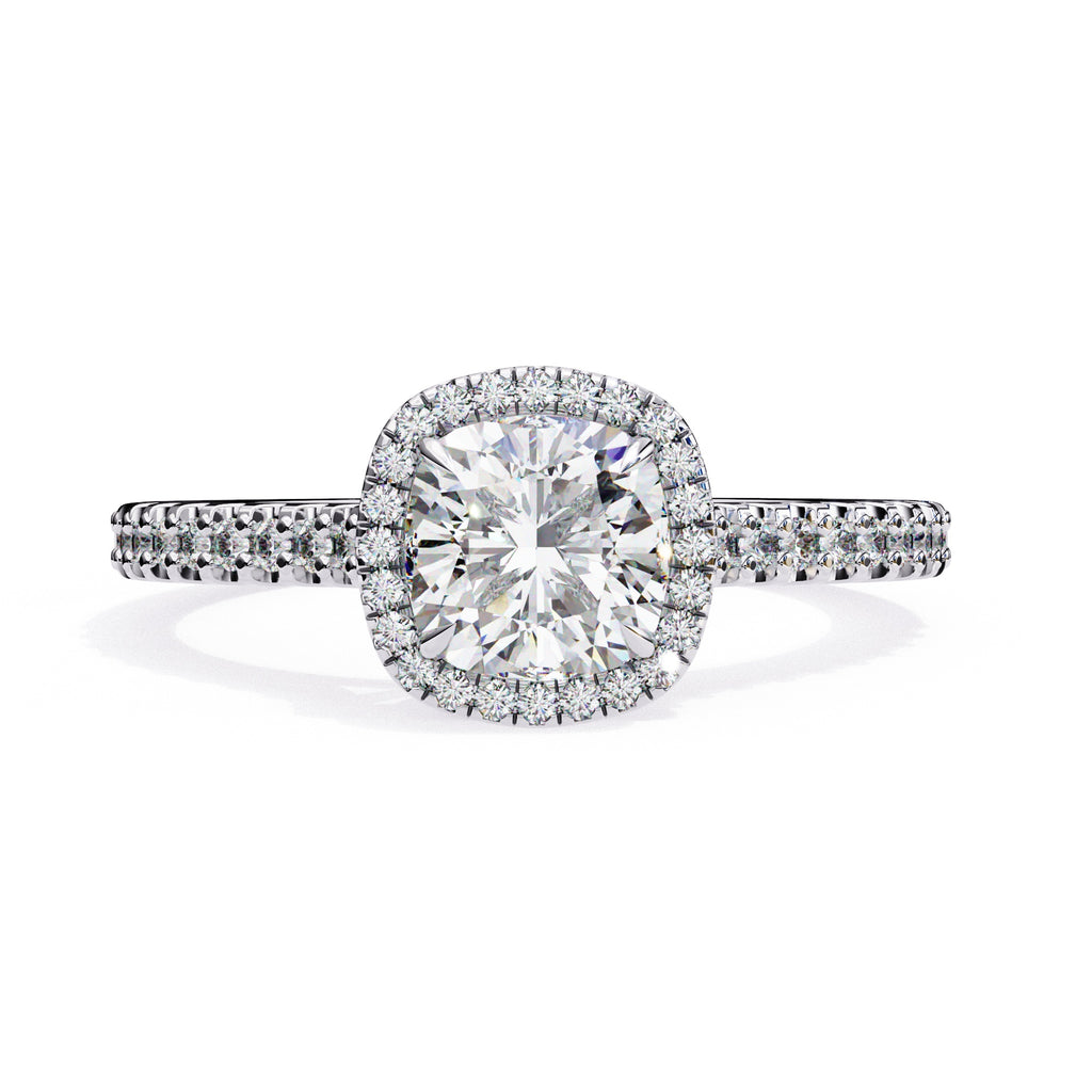 Radiant Central Stone Diamond Ring with Shimmering Side Accents
