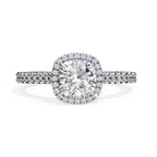 Radiant Central Stone Diamond Ring with Shimmering Side Accents