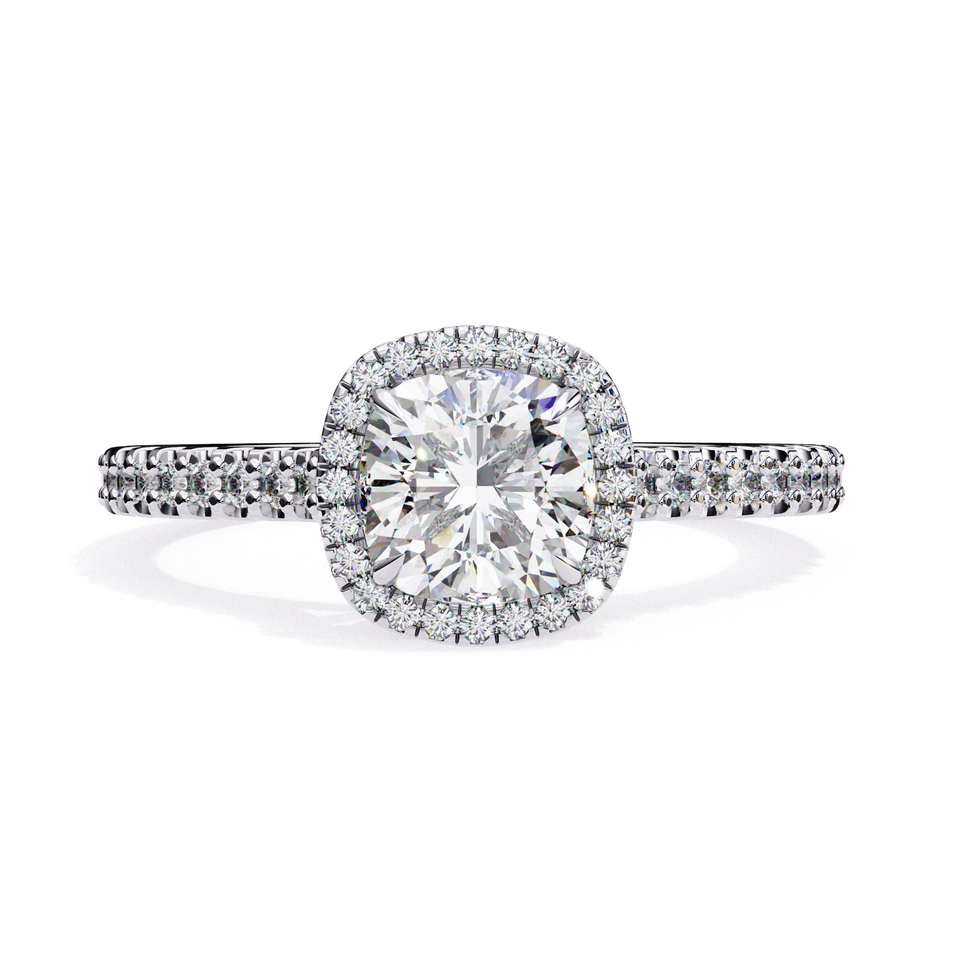 Radiant Central Stone Diamond Ring with Shimmering Side Accents