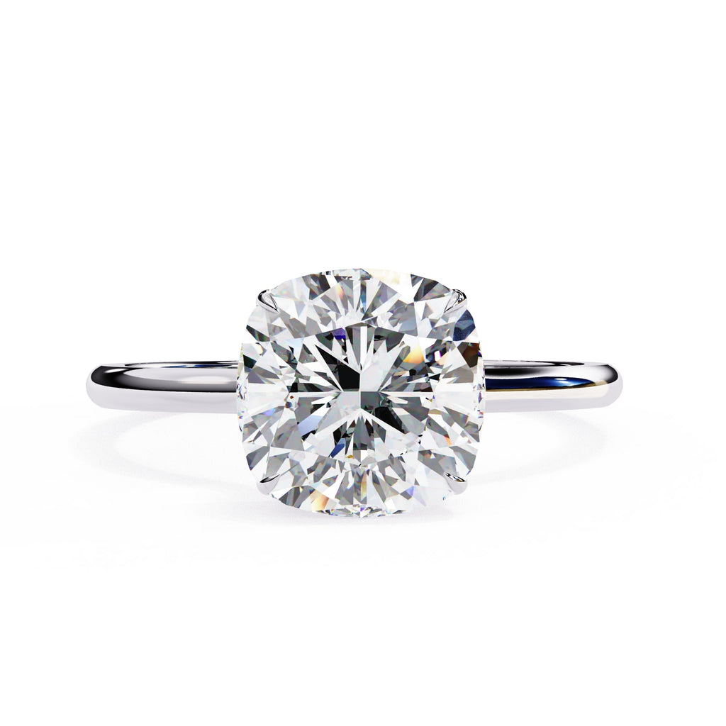 Radiant Central Stone Diamond Ring with Shimmering Side Accents