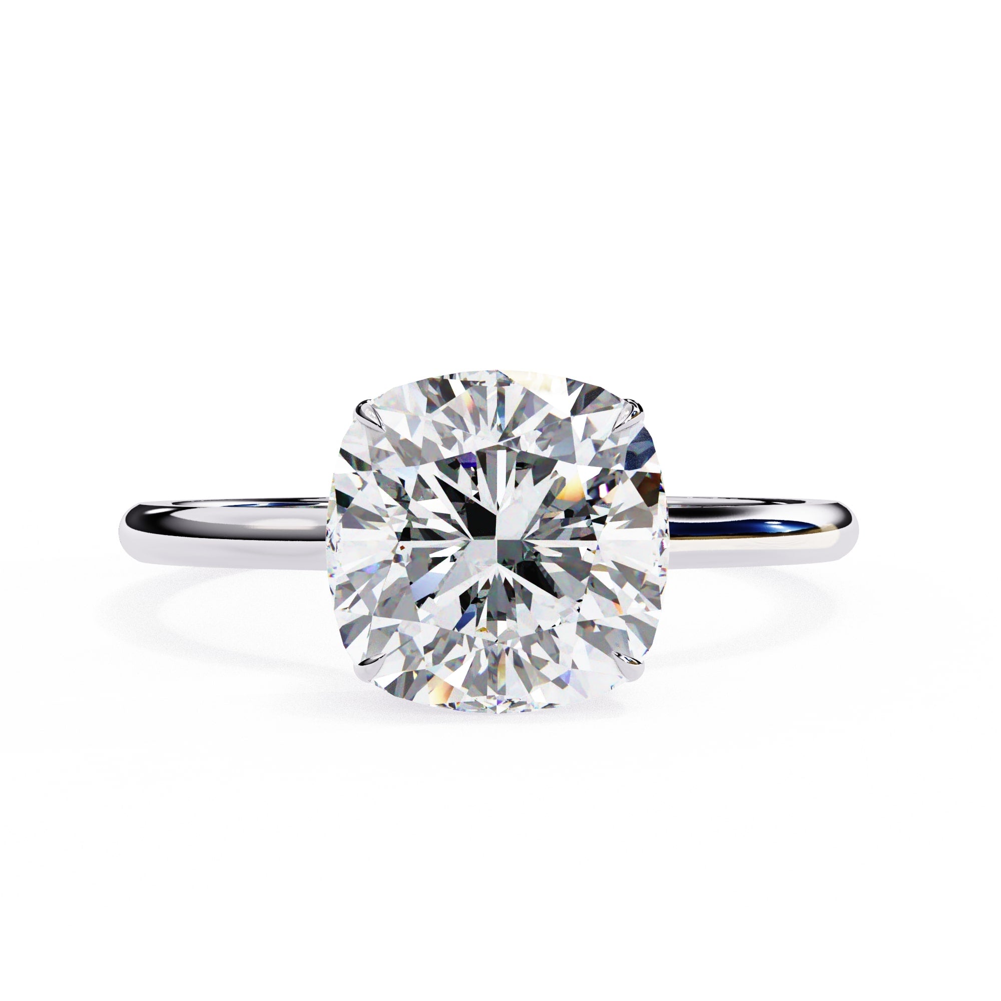 Radiant Central Stone Diamond Ring with Shimmering Side Accents