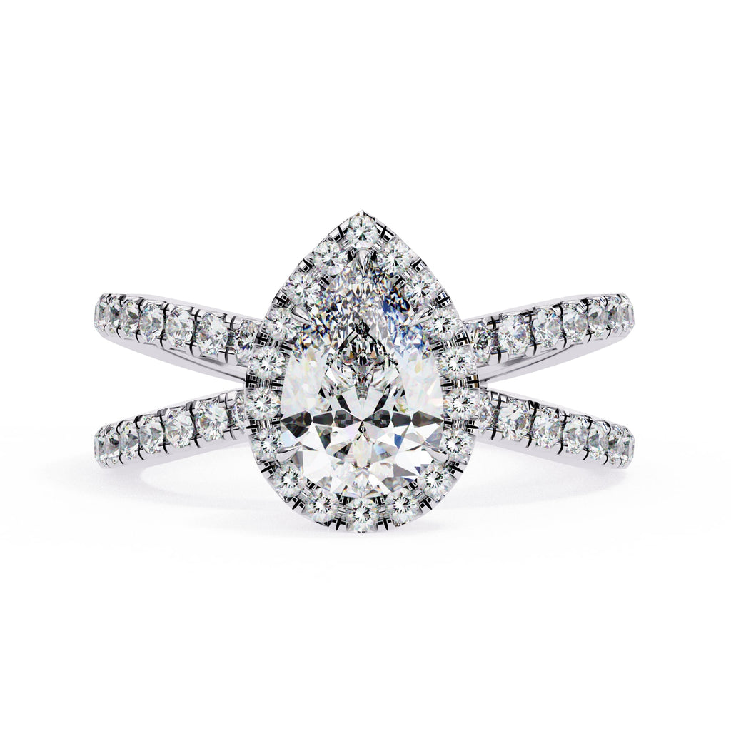 Radiant Central Stone Diamond Ring with Shimmering Side Accents