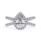 Radiant Central Stone Diamond Ring with Shimmering Side Accents