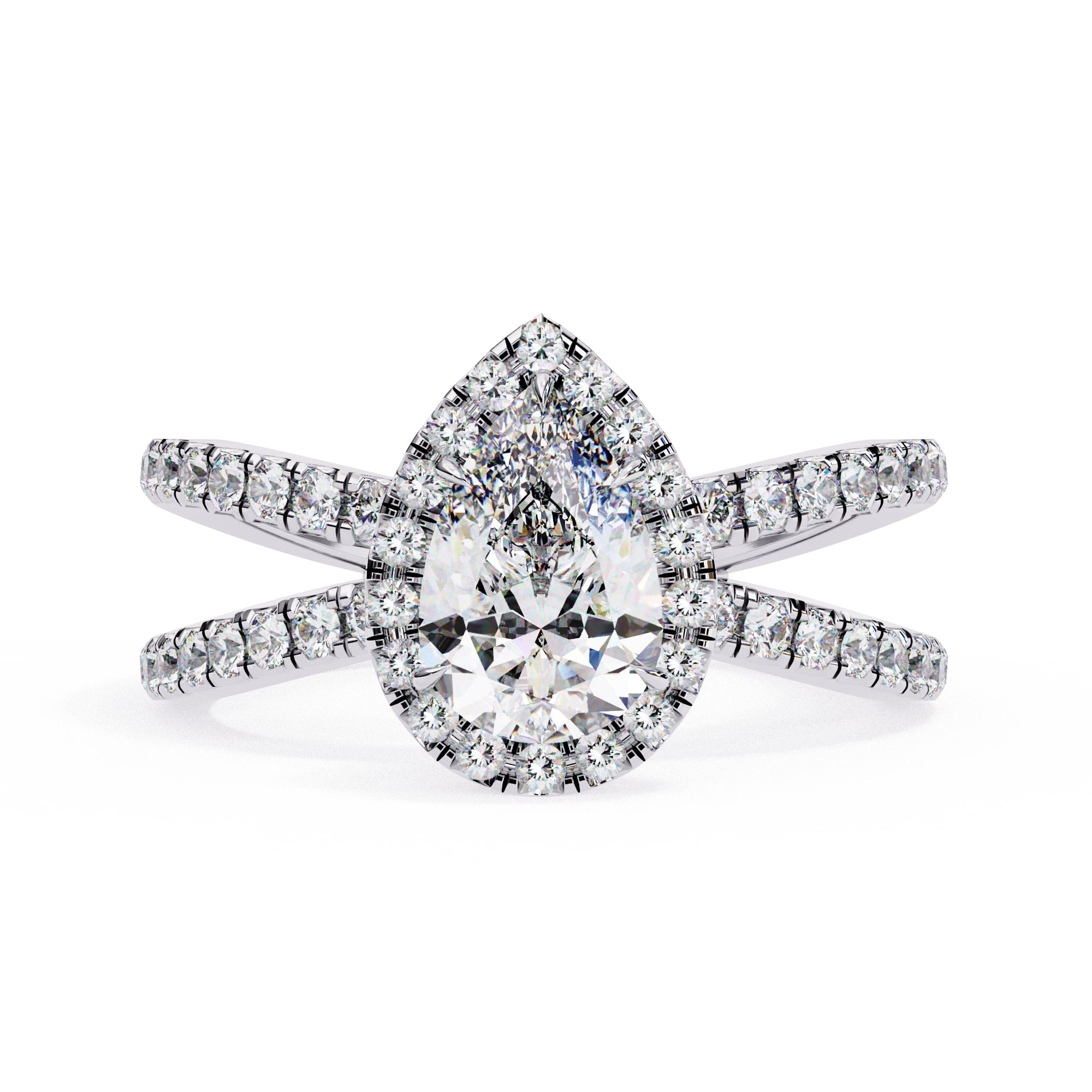Radiant Central Stone Diamond Ring with Shimmering Side Accents
