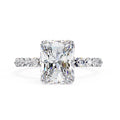 Radiant Central Stone Diamond Ring with Shimmering Accents