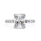 Radiant Central Stone Diamond Ring with Shimmering Accents