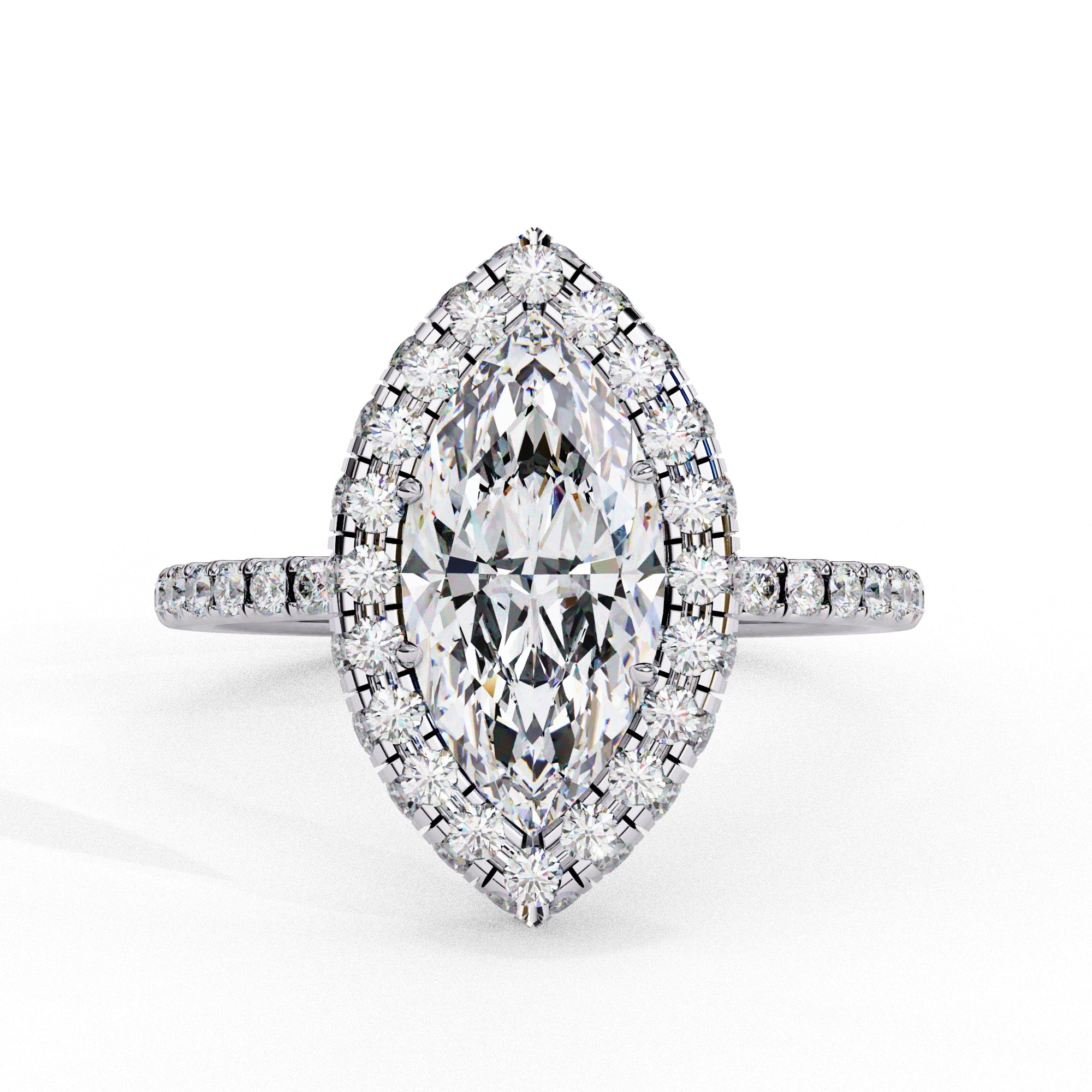 Radiant Diamond Cluster Central Stone Ring