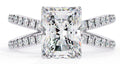 Radiant Central Stone Diamond Ring with Shimmering Side Accents