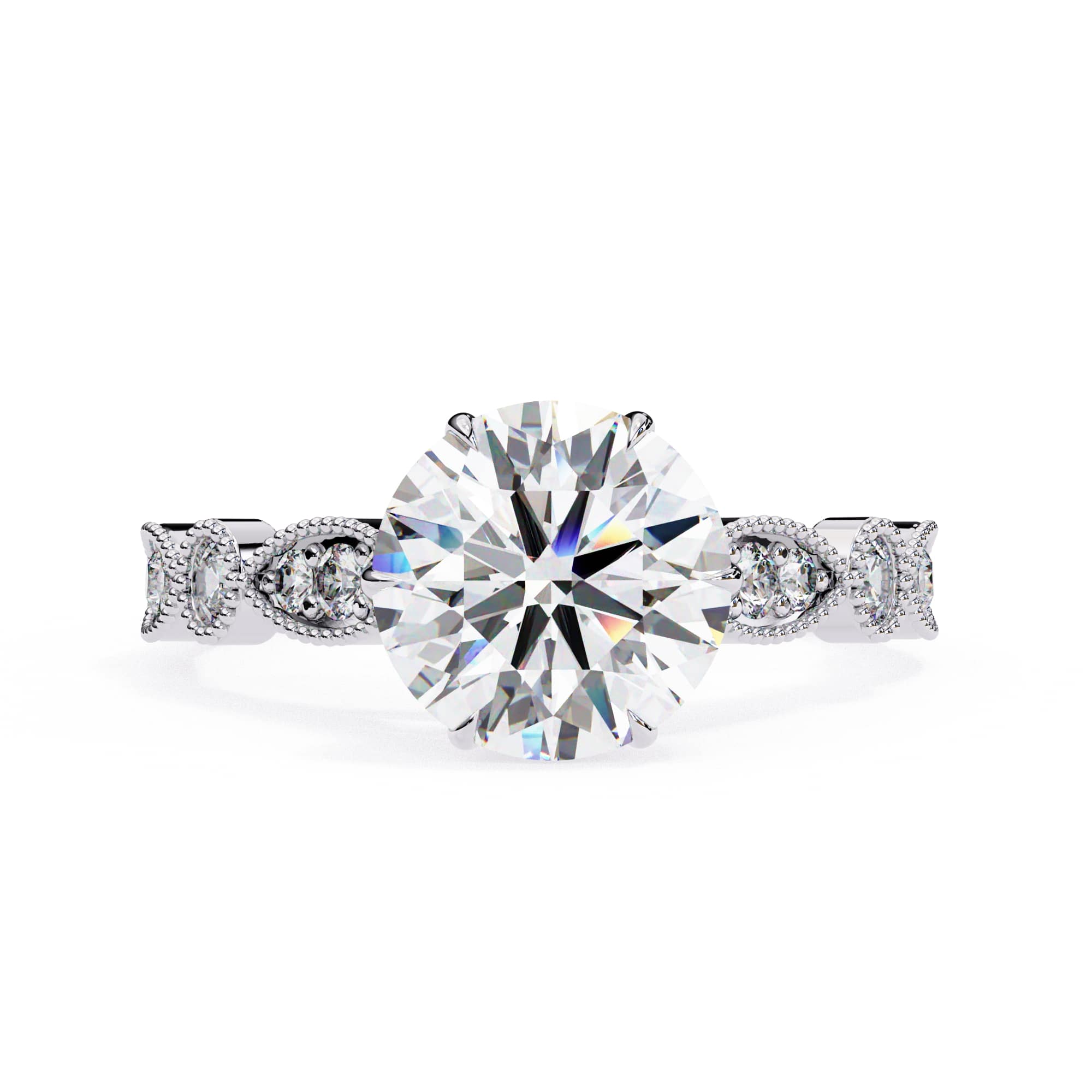 Elegant Central Stone Diamond Ring with Radiant Side Accents