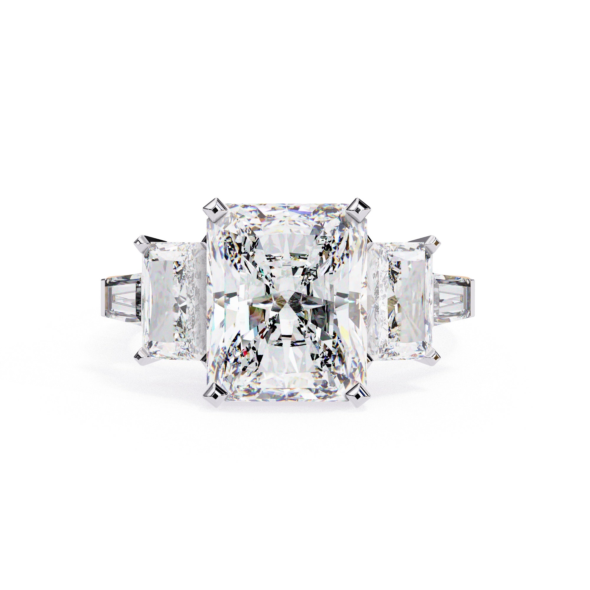 Elegant Central Stone Diamond Ring with Radiant Side Accents