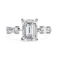 Radiant Central Stone Diamond Ring with Shimmering Side Accents