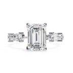 Radiant Central Stone Diamond Ring with Shimmering Side Accents