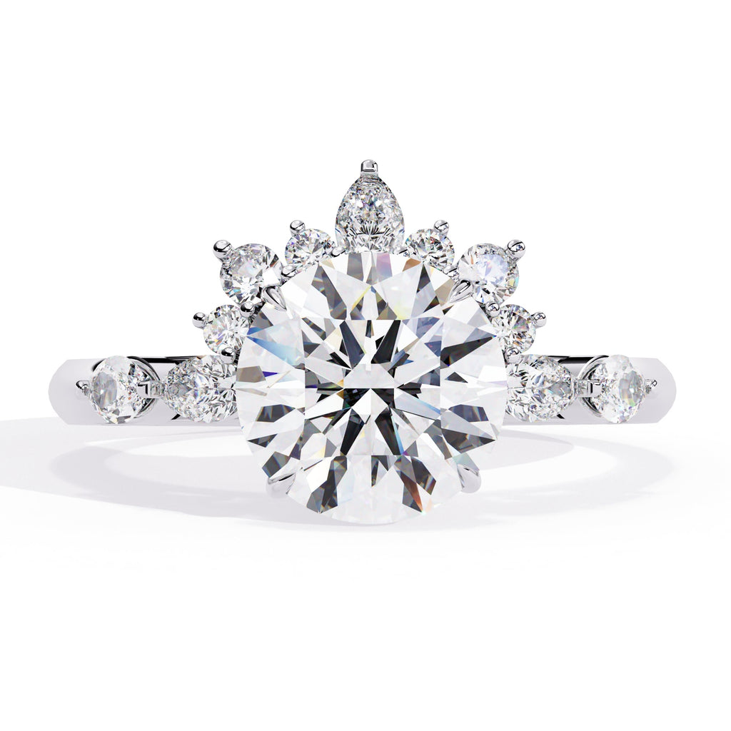 Radiant Central Stone Diamond Ring with Shimmering Side Accents