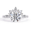 Radiant Central Stone Diamond Ring with Shimmering Side Accents