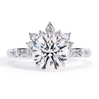 Radiant Central Stone Diamond Ring with Shimmering Side Accents