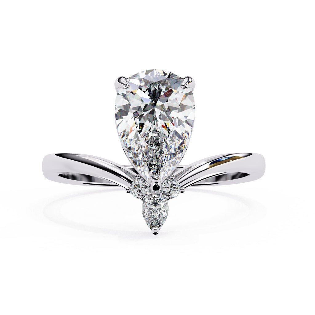 Radiant Central Stone Diamond Ring with Shimmering Side Accents