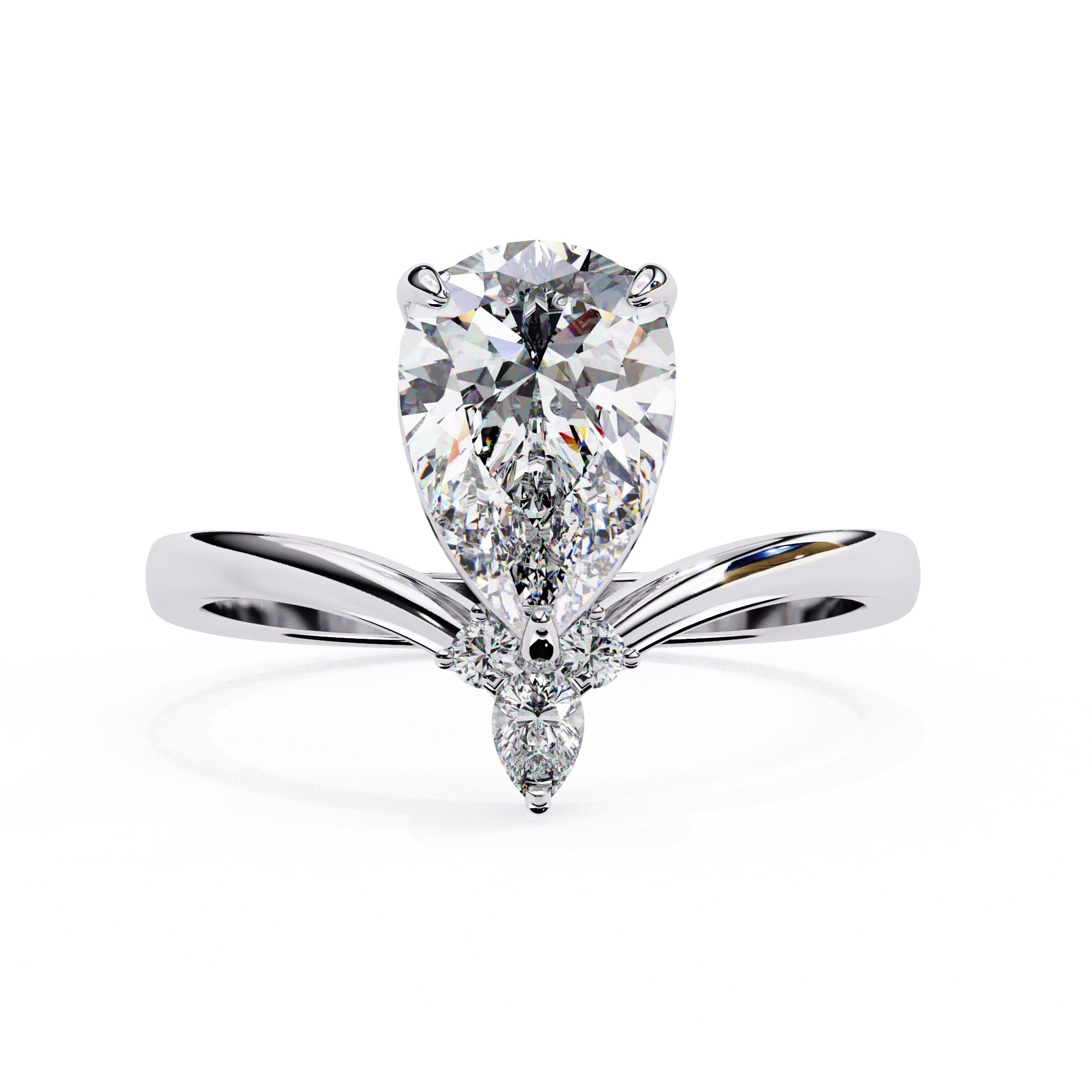 Radiant Central Stone Diamond Ring with Shimmering Side Accents