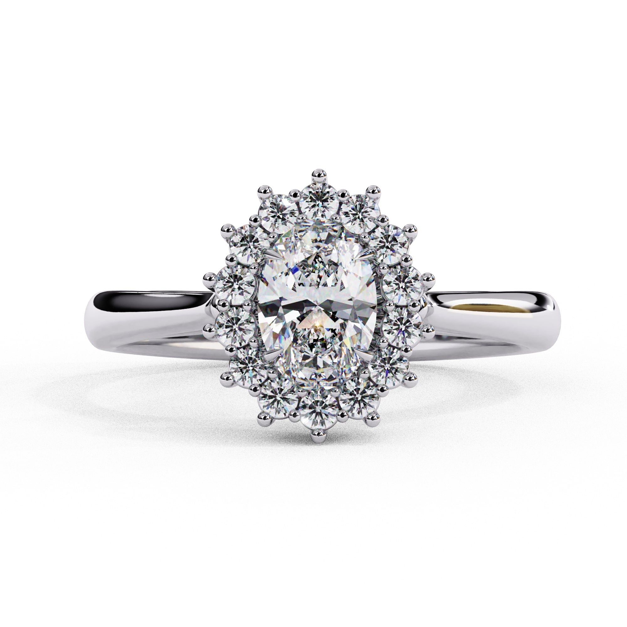Elegant Central Stone Diamond Side Accent Ring