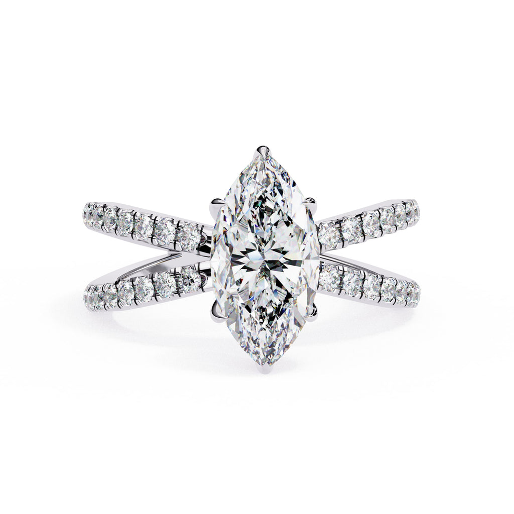 Radiant Central Stone Diamond Ring with Shimmering Side Accents