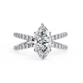 Radiant Central Stone Diamond Ring with Shimmering Side Accents