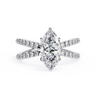 Radiant Central Stone Diamond Ring with Shimmering Side Accents