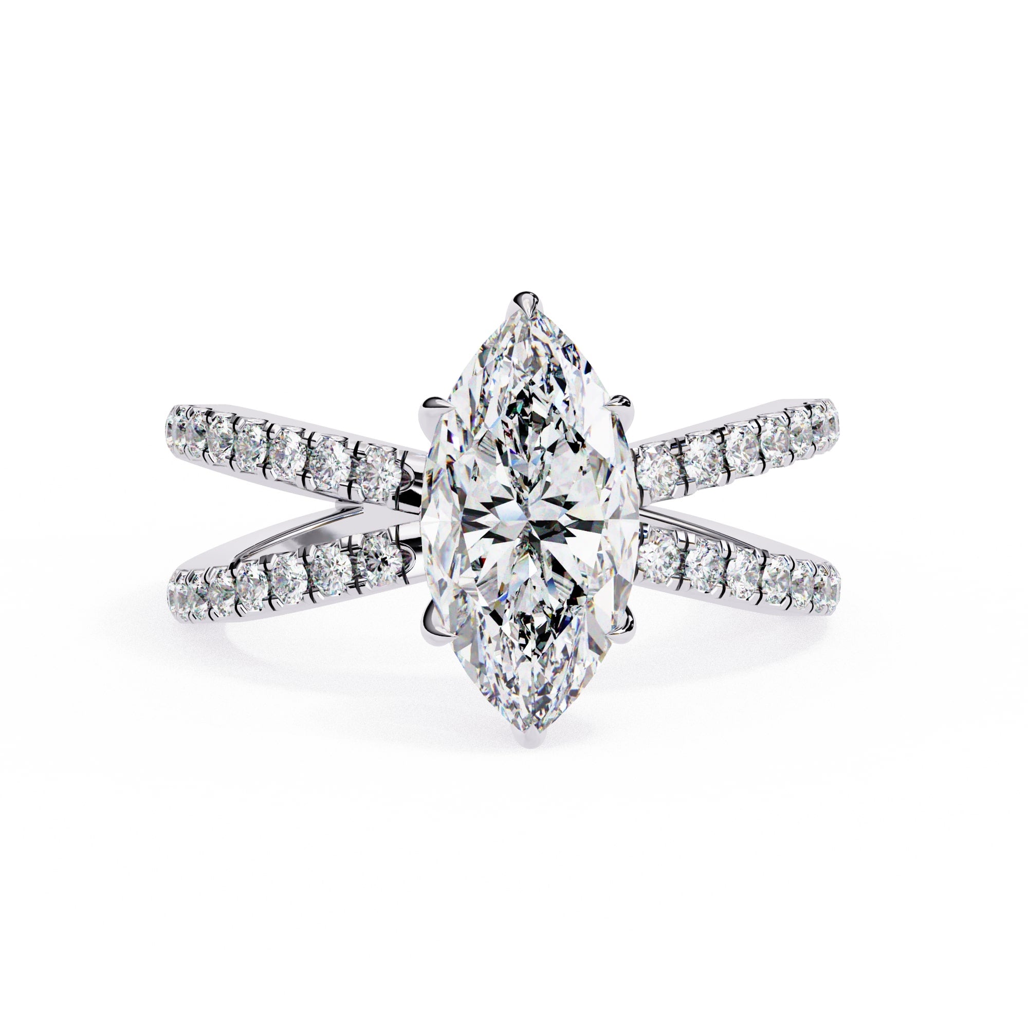 Radiant Central Stone Diamond Ring with Shimmering Side Accents
