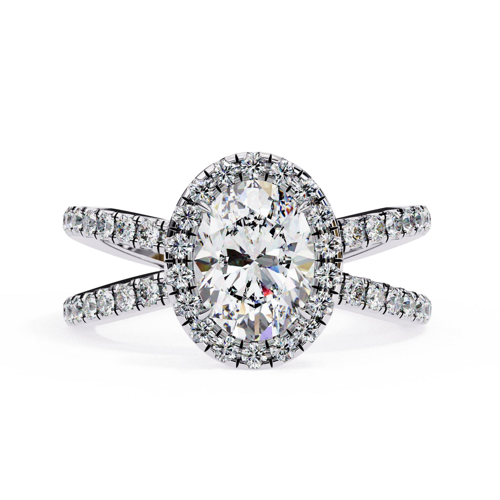 Radiant Central Stone Diamond Ring with Shimmering Side Accents