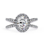 Radiant Central Stone Diamond Ring with Shimmering Side Accents