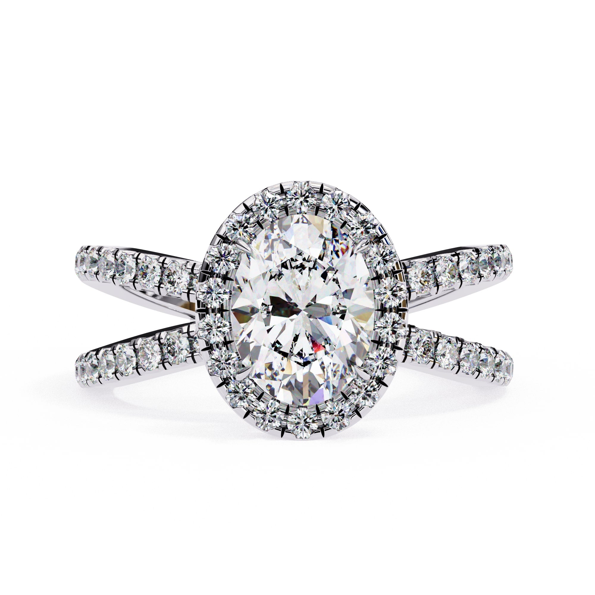 Radiant Central Stone Diamond Ring with Shimmering Side Accents