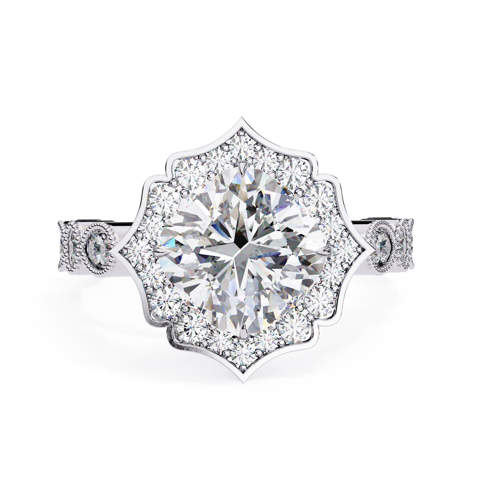Elegant Diamond Central Stone and Side Accents Ring