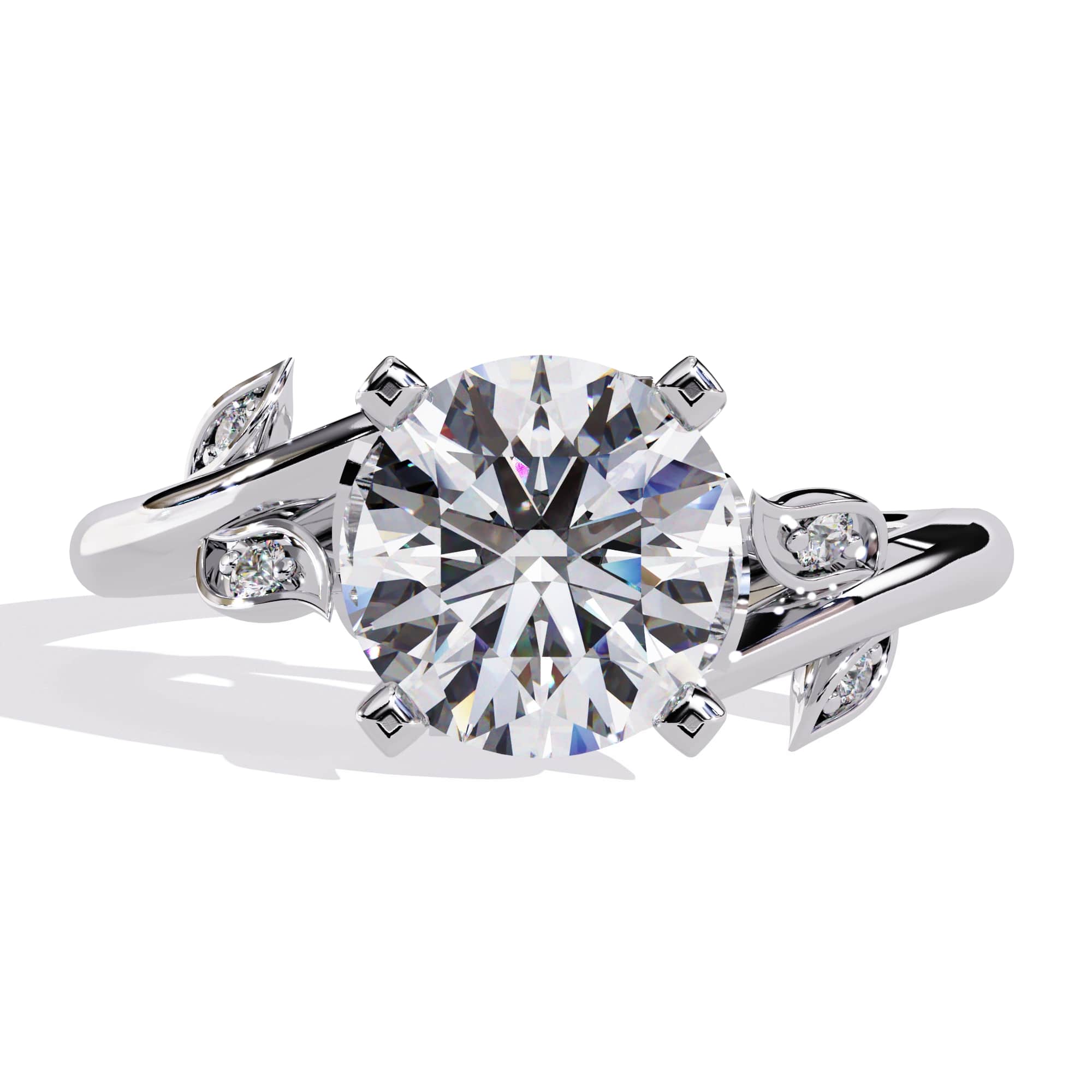 Exquisite Central Stone Diamond Ring with Shimmering Side Accents