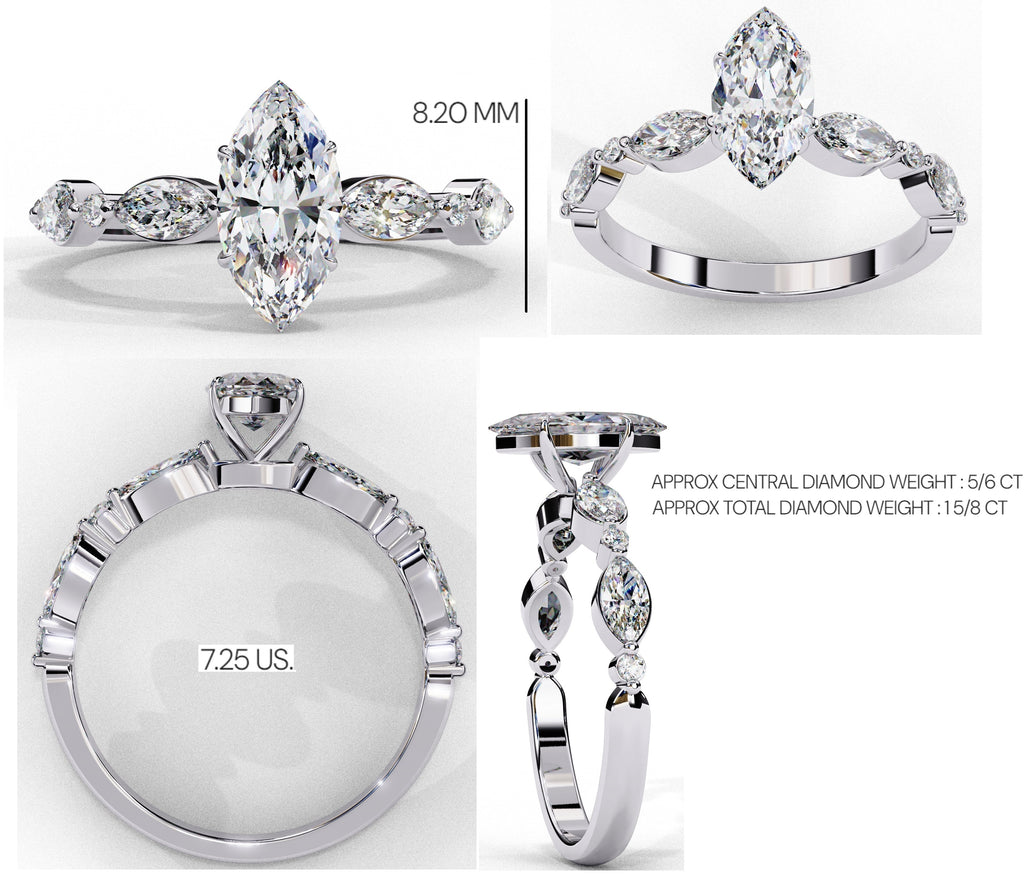 Elegant Central Stone Diamond Ring with Radiant Side Accents