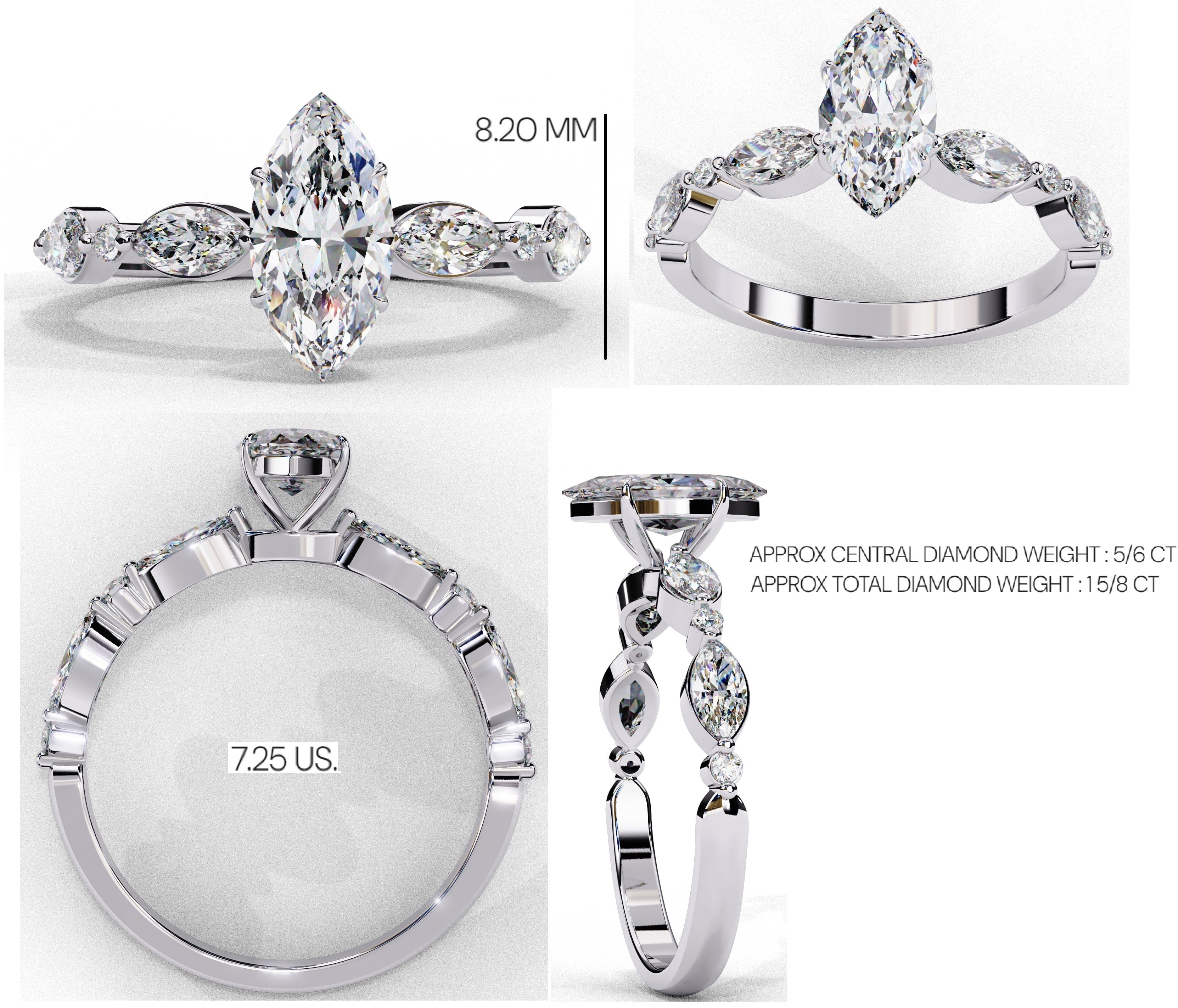 Elegant Central Stone Diamond Ring with Radiant Side Accents