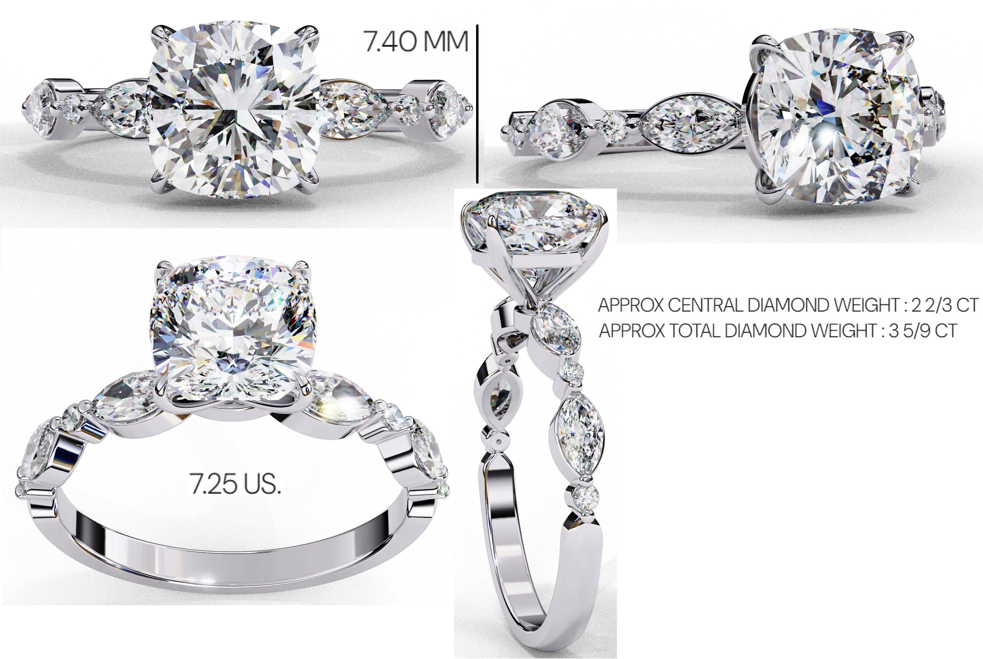 Elegant Diamond Central Stone Ring with Brilliant Side Accents