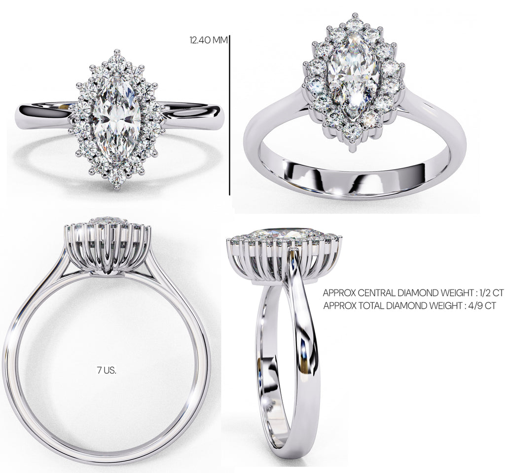 Elegant Central Stone Diamond Ring with Radiant Side Accents