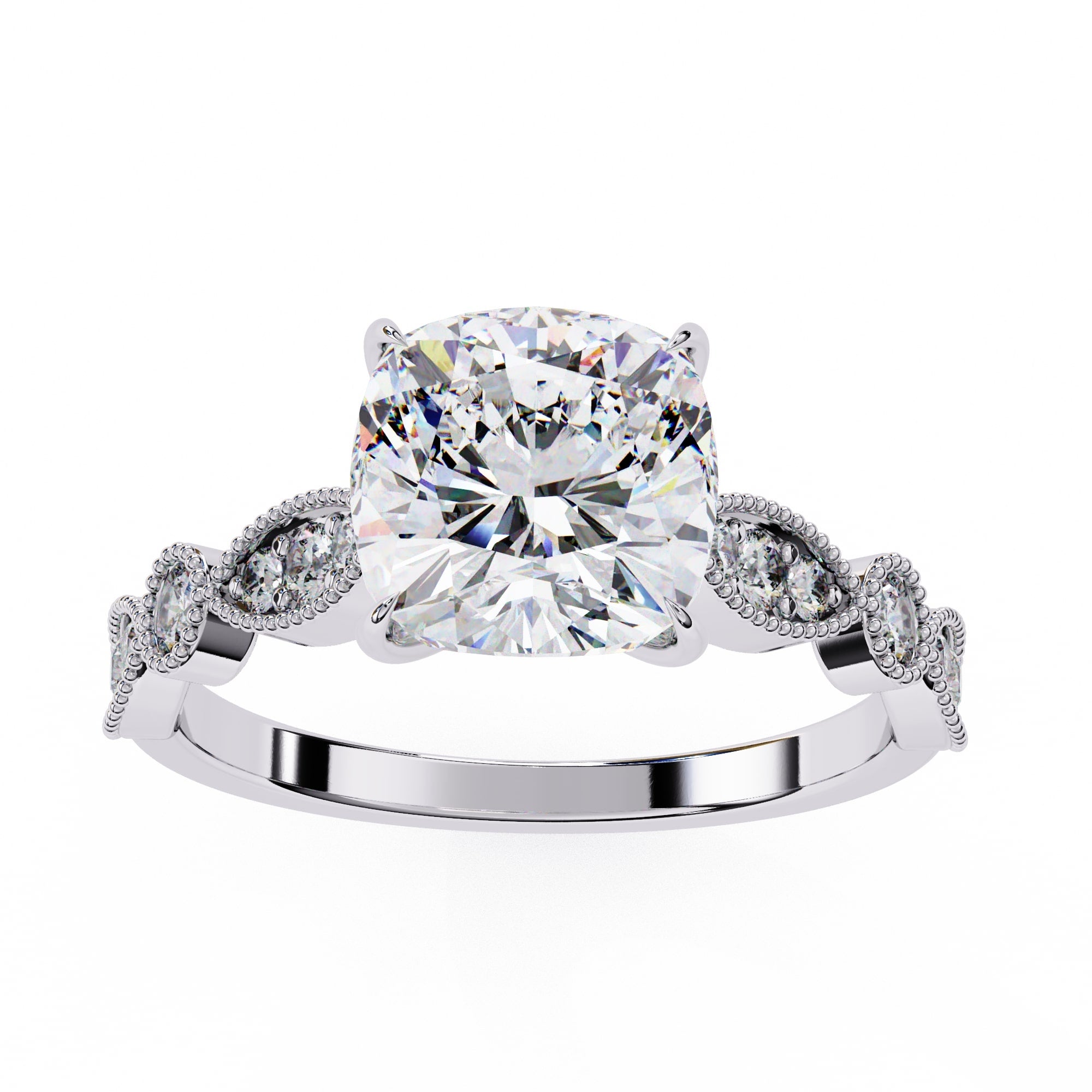 Elegant Diamond Central Stone Ring with Brilliant Side Accents