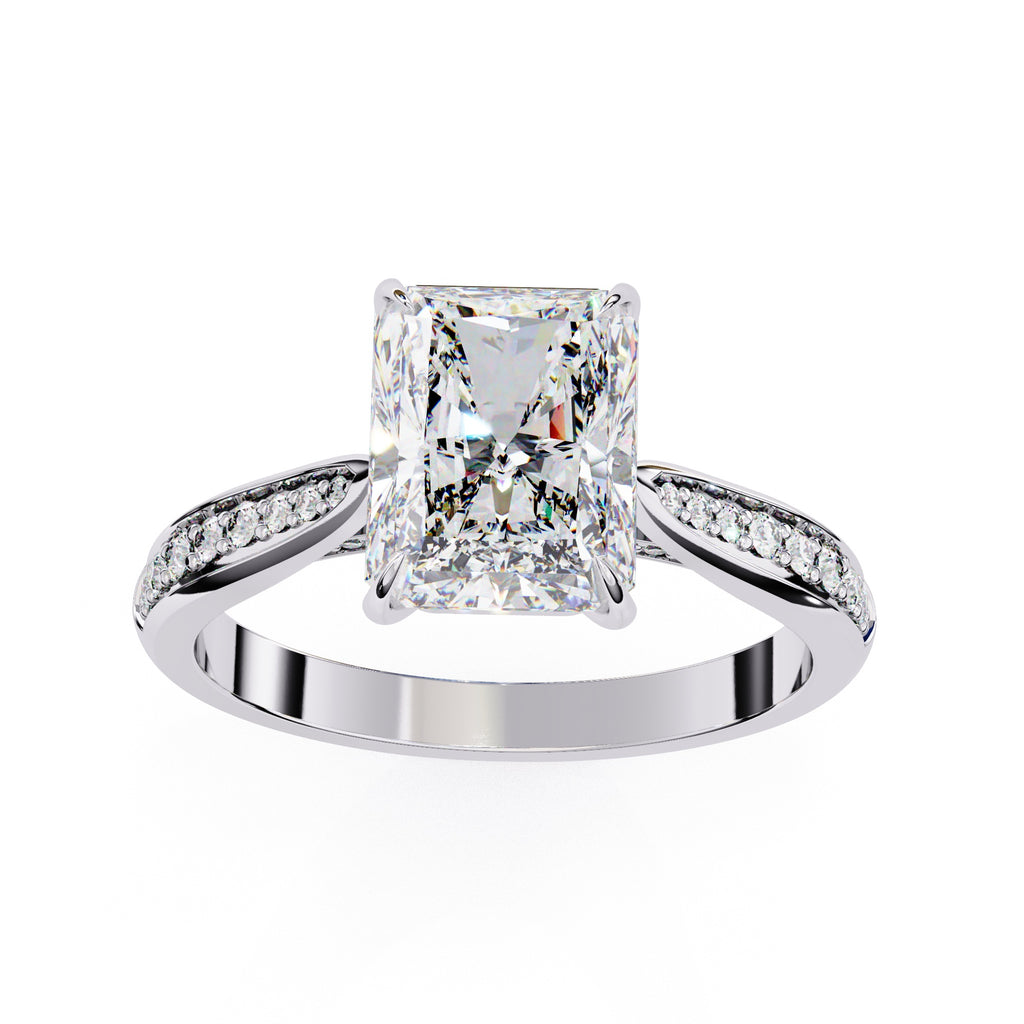 Elegant Central Stone Diamond Side Accent Ring