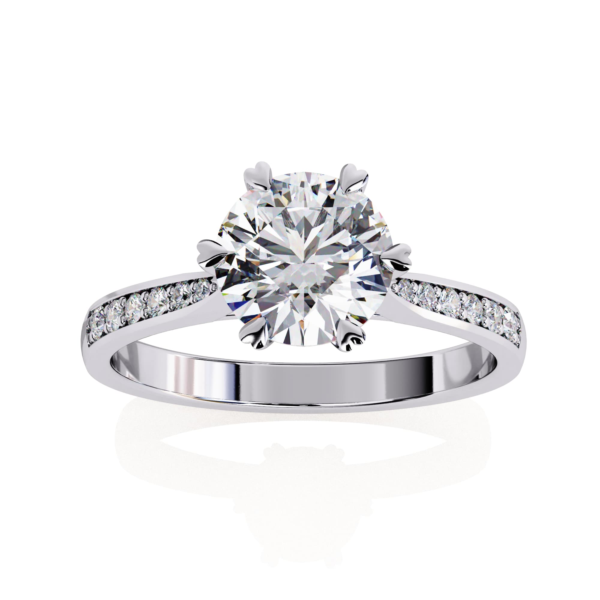 Elegant Central Stone Diamond Ring with Radiant Side Accents