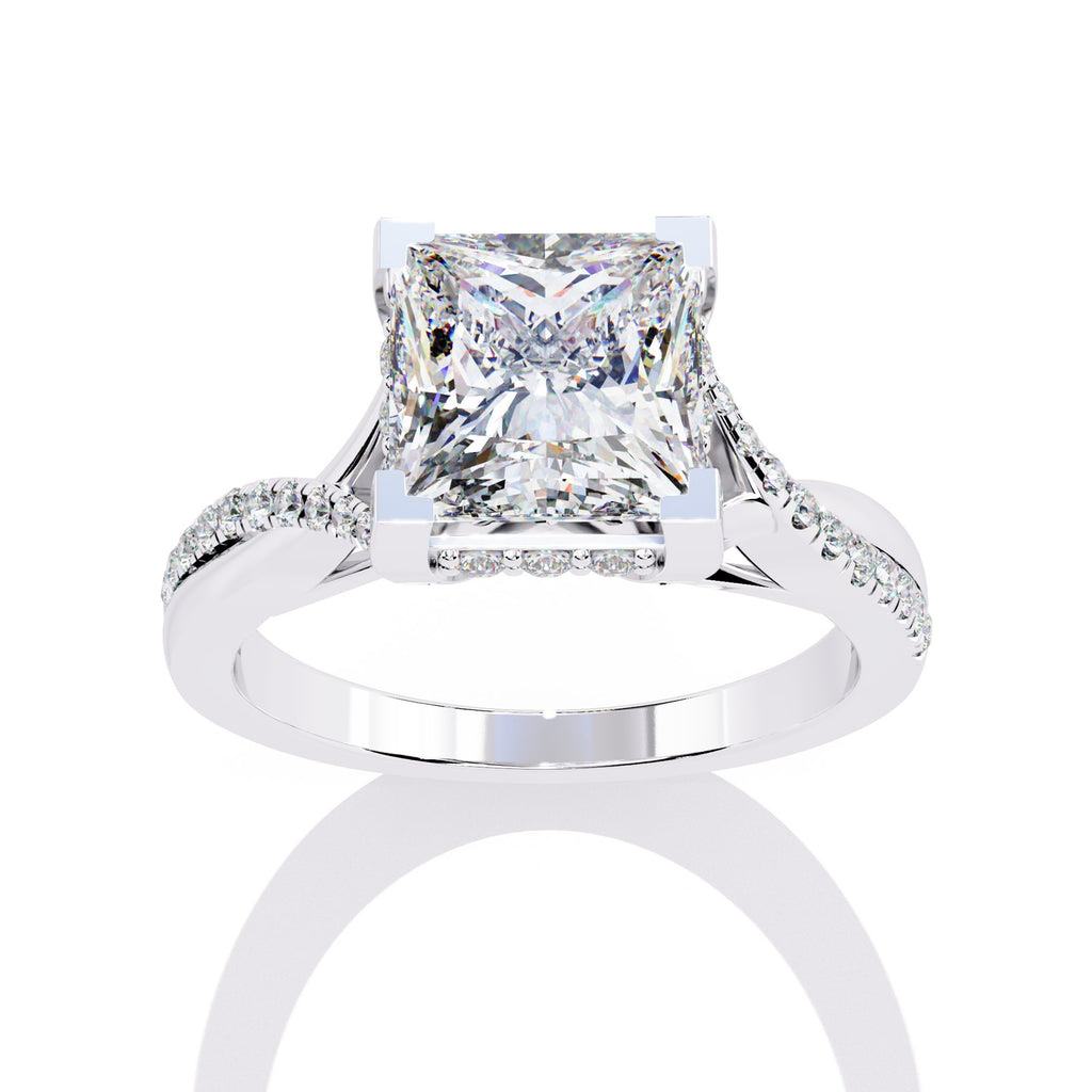 Radiant VVS Emerald Cut Central Brilliance Ring