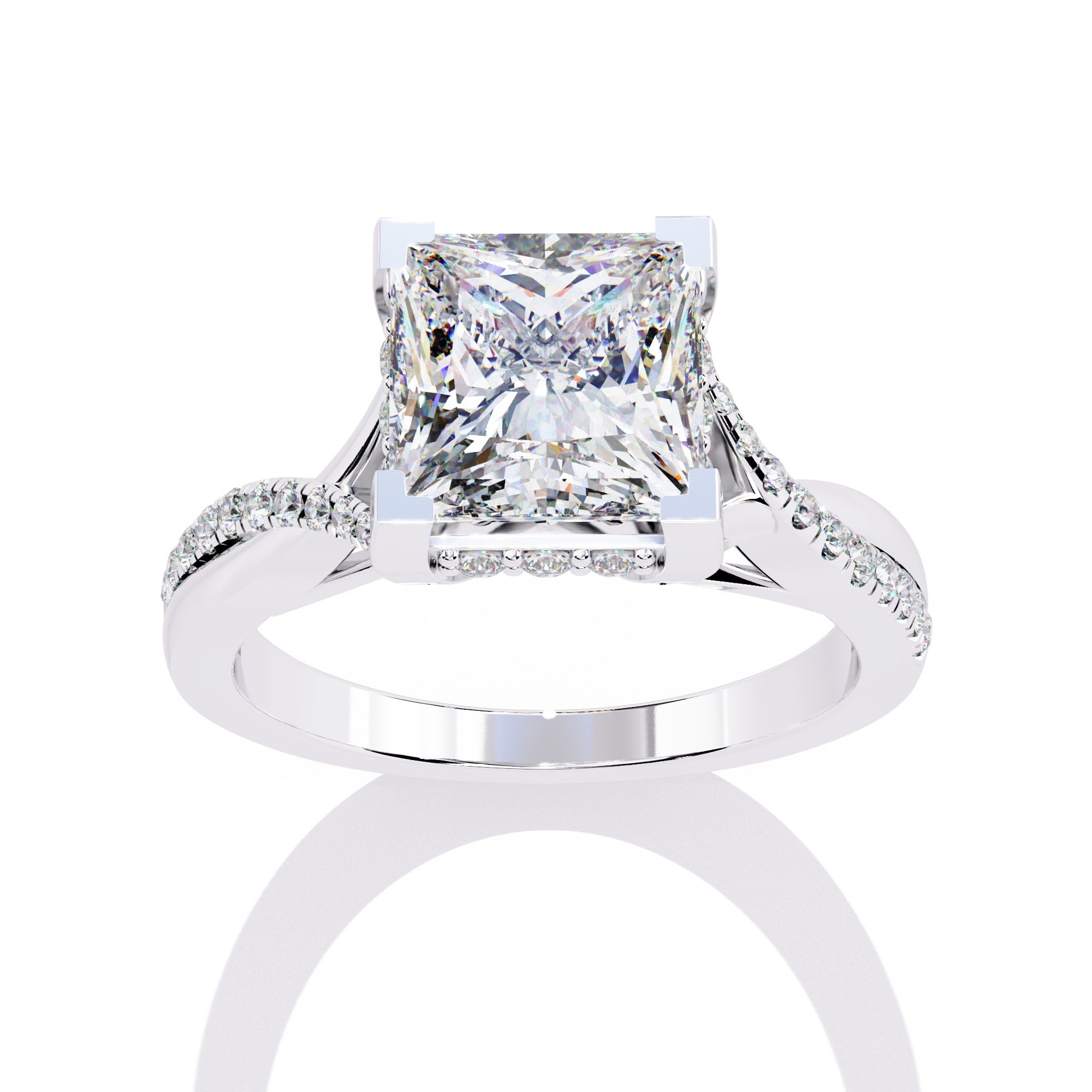 Radiant VVS Emerald Cut Central Brilliance Ring
