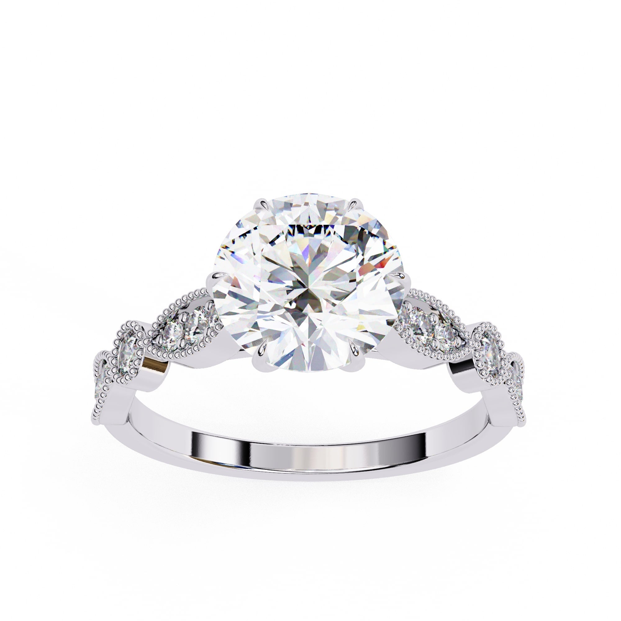Elegant Central Stone Diamond Ring with Radiant Side Accents