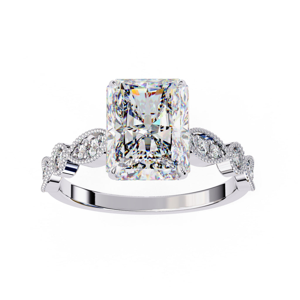 Elegant Side Stone Diamond Central Ring