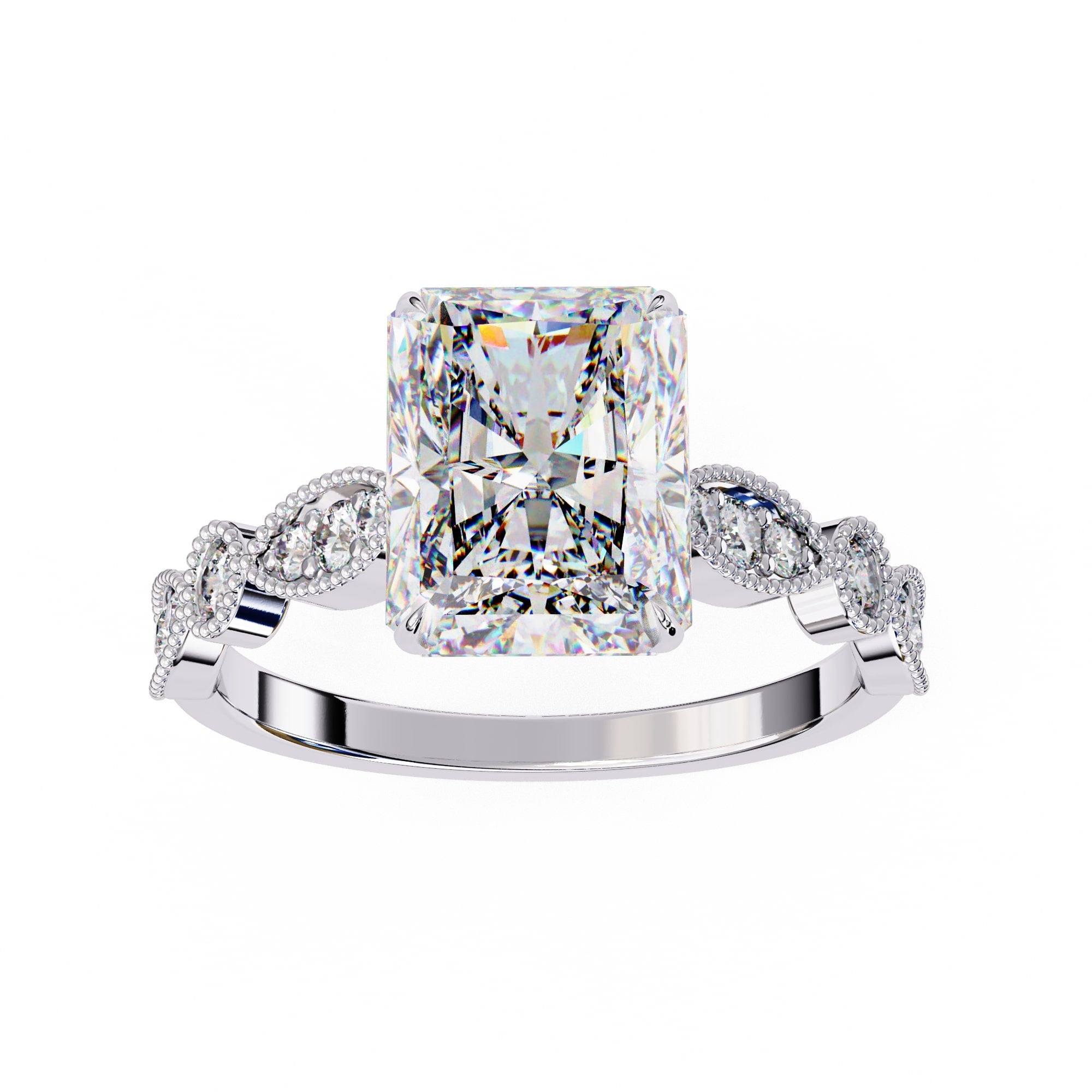 Elegant Side Stone Diamond Central Ring